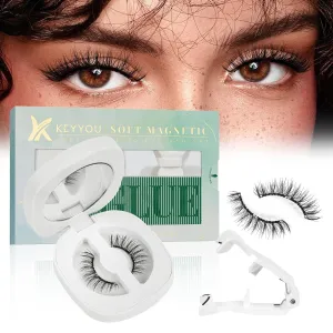 Magnetic Lashes with Applicator, Long Lasting, No Glue, Reusable, Mystic, Easy to Wear and Remove, Soft and Durable, Black, Faux Mink, Pair