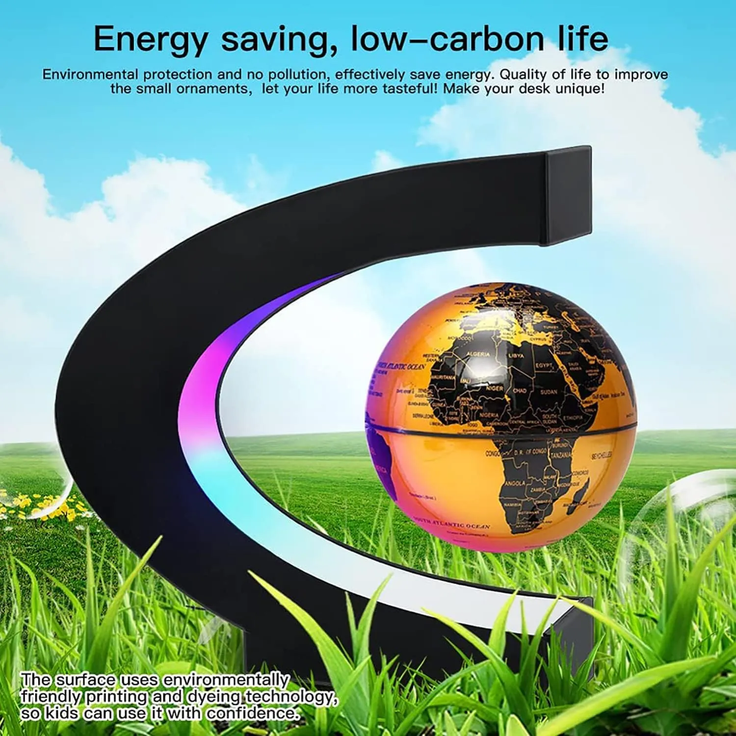 Magnetic Levitation Floating Globe with LED Light, Office Decor, Levitating Globes Desk Decor & Shade, for Men/Father/Husband/Boyfriend/Kids/Boss/Women, Globe for Desk, Xmas Gifts
