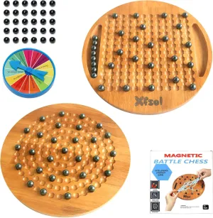 Magnetic Wooden Chess Set, Magnetic Chess Game with Hard Wooden Chess Board and 30 Pcs Magnet Balls, Travel Board Game for Family Party Games Eith 2  Players