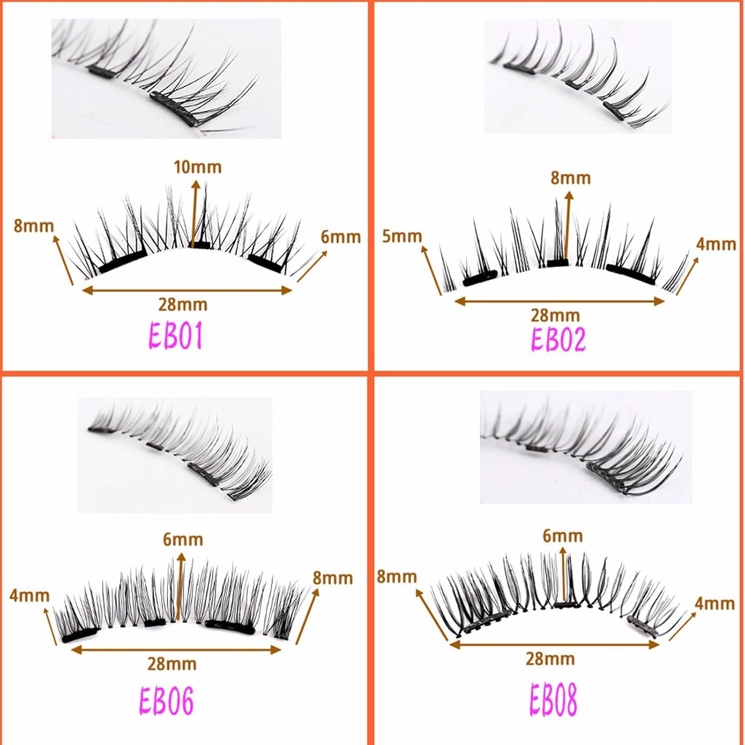 Magnetic Dual Eyelashes, Reusable Magnetic False Lashes Set, Soft 3D Fake Lashes Extension with Tweezers,for Natural Looking Lashes, Easy To Wear,Eb06
