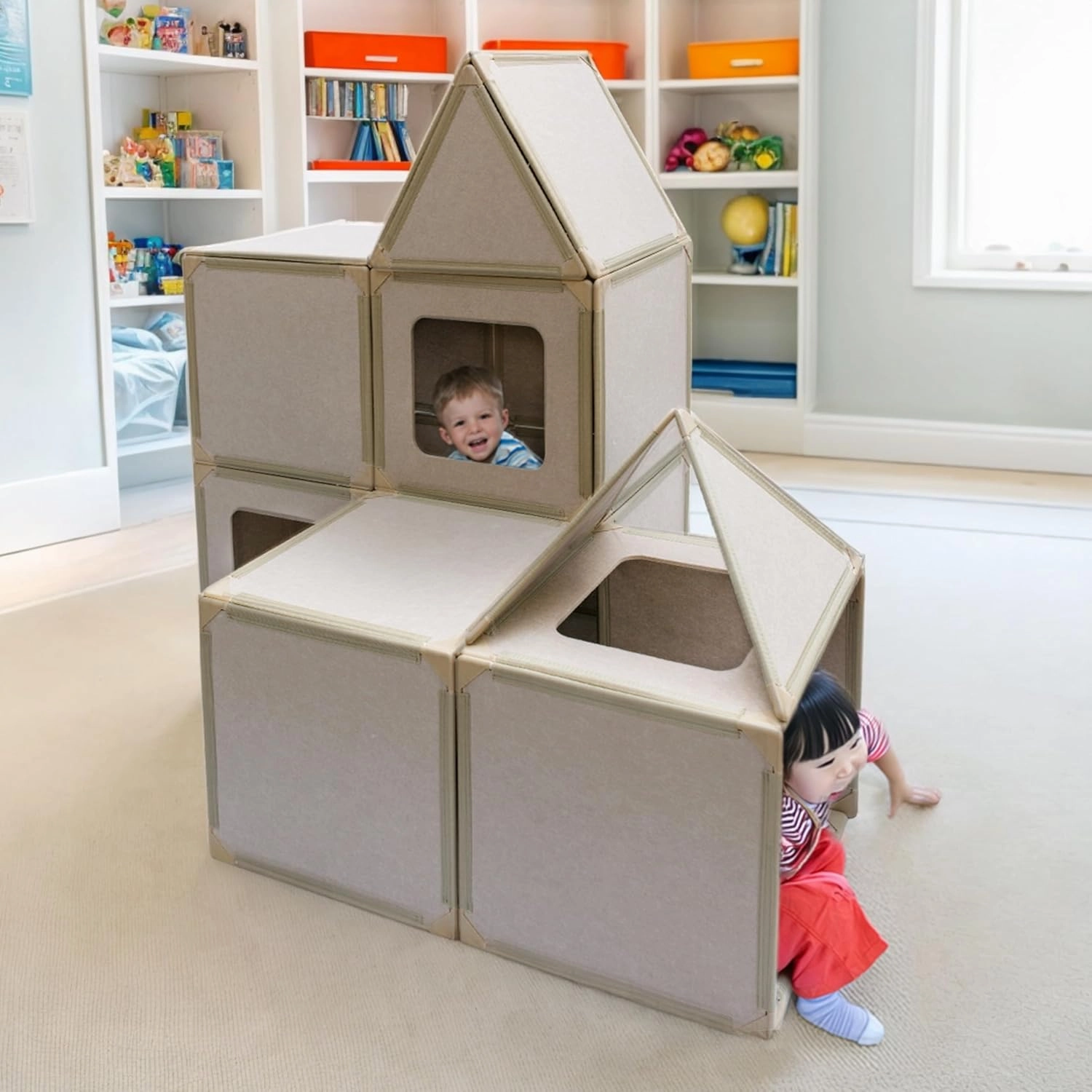 Magnetic Panel Playhouse Big Set - 16 Panel Kit, Lightweight Panels with Built-in Magnets Easily Snap Together