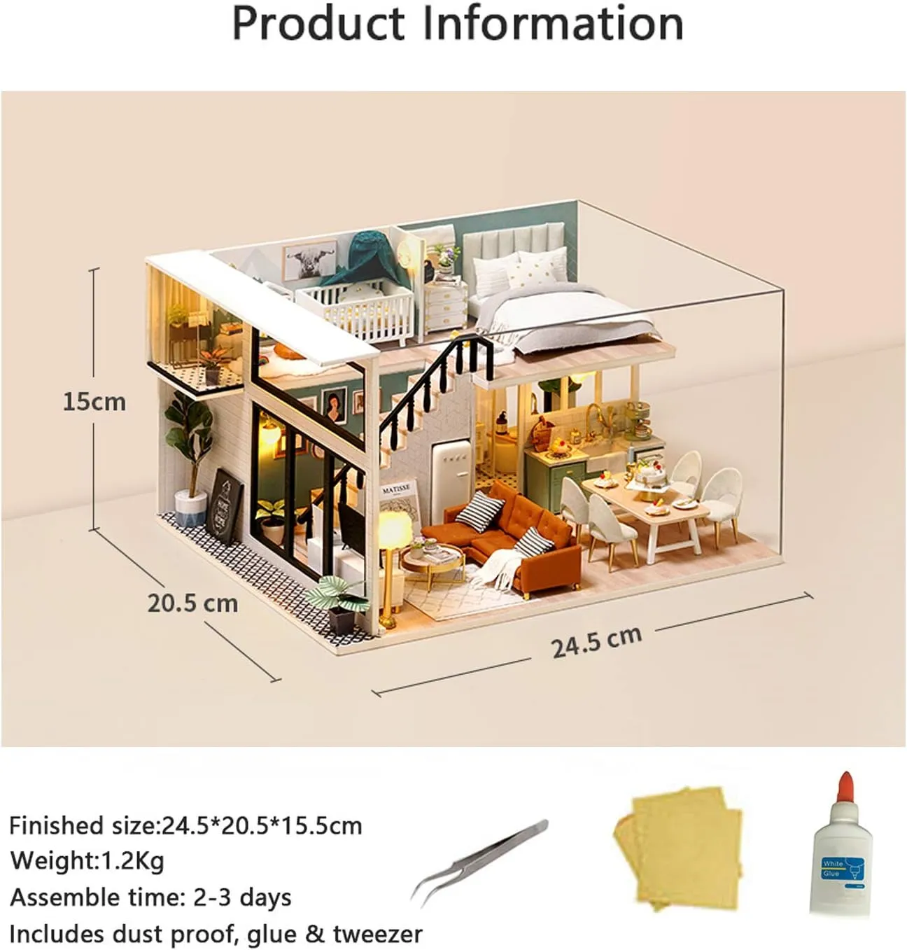 MAGQOO 3D Dollhouse Miniature with Furniture, DIY House Kit with Dust Proof 1:24 Scale Creative Room Idea (Comfortable Life)