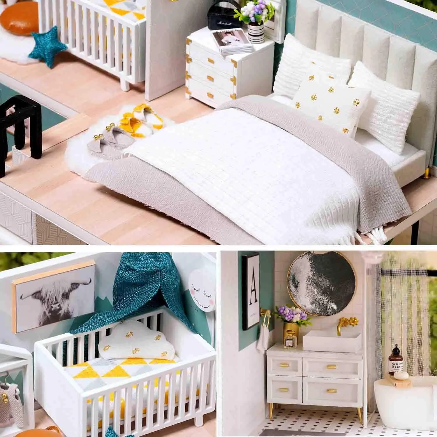 MAGQOO 3D Dollhouse Miniature with Furniture, DIY House Kit with Dust Proof 1:24 Scale Creative Room Idea (Comfortable Life)