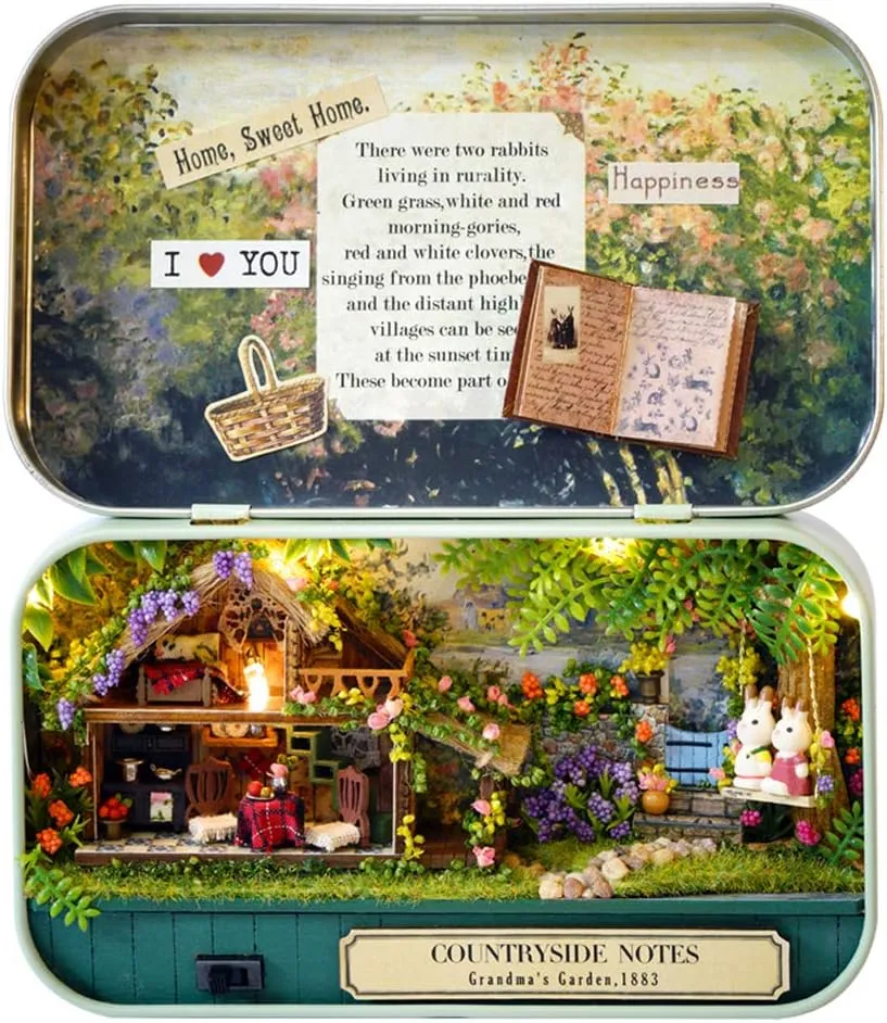MAGQOO 3D Wooden Dollhouse Miniature DIY Doll House Kit with Furniture,1:24 DIY Box Theater Kit (Pack of 2)