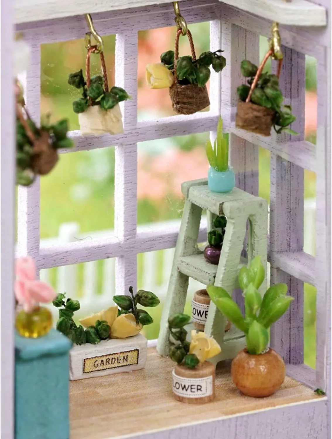 MAGQOO DIY Miniature Dollhouse Kit with Furniture 1:100 Scale Creative Room Mini Wooden Doll House Accessories DIY Miniature House Kit(Happy Manor)