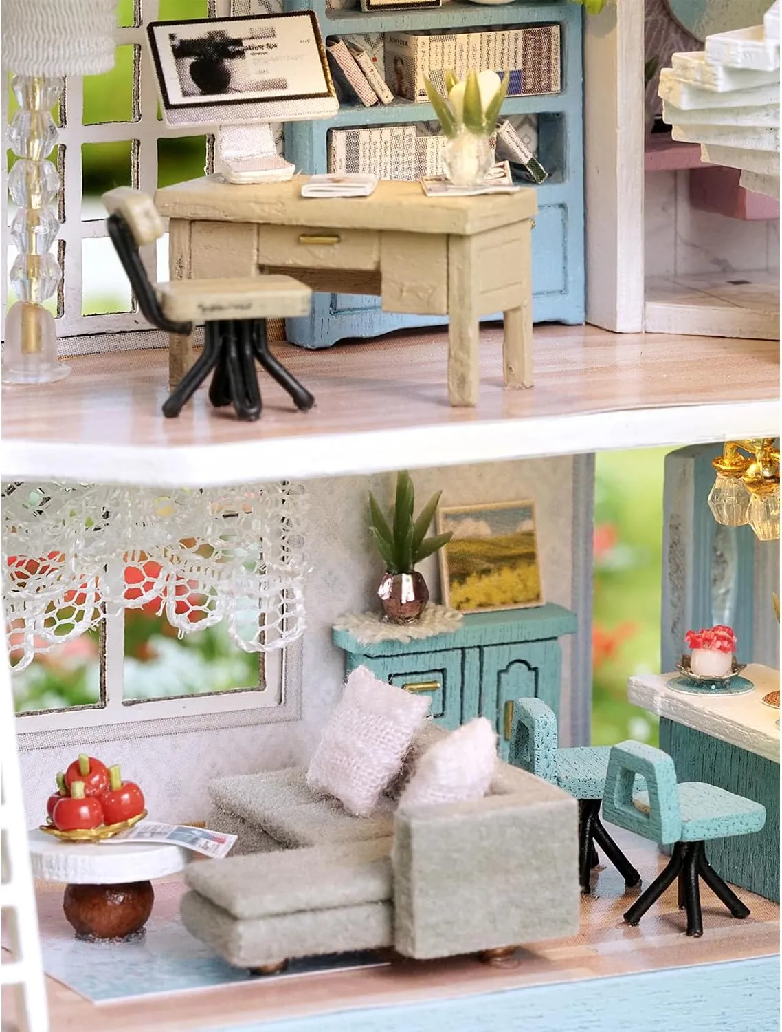 MAGQOO DIY Miniature Dollhouse Kit with Furniture 1:100 Scale Creative Room Mini Wooden Doll House Accessories DIY Miniature House Kit(Muran Manor)