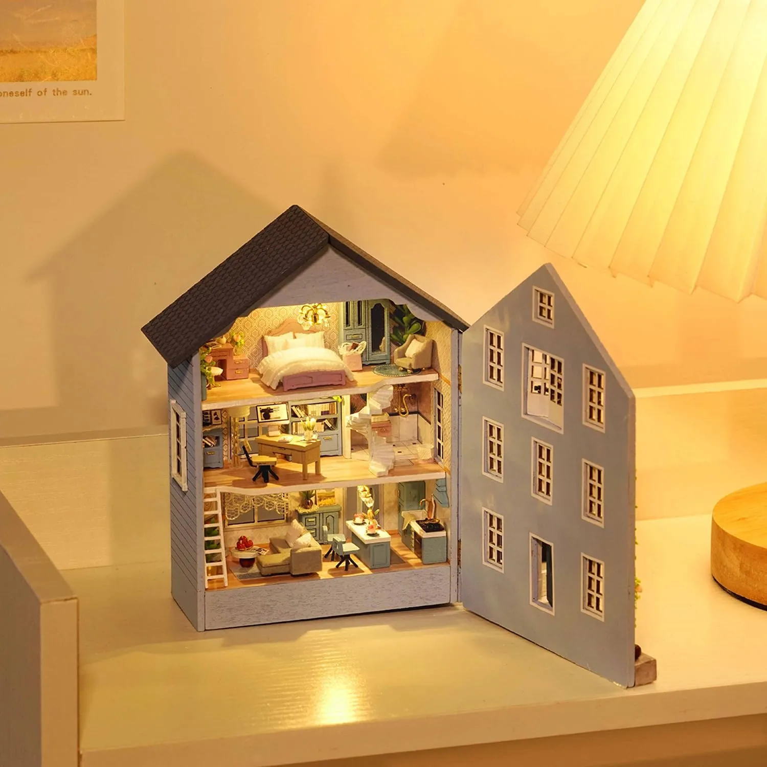 MAGQOO DIY Miniature Dollhouse Kit with Furniture 1:100 Scale Creative Room Mini Wooden Doll House Accessories DIY Miniature House Kit(Muran Manor)