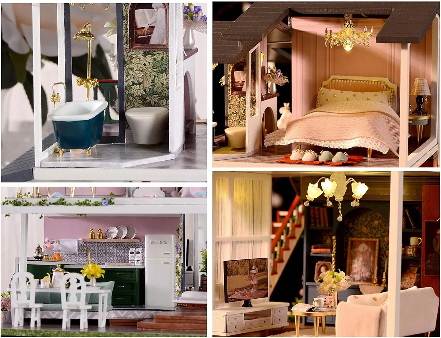 MAGQOO Dollhouse Miniature with Furniture, DIY Wooden Dollhouse Kit Plus Dust Proof, 1:24 Scale Creative Room Idea (Monet Garden)
