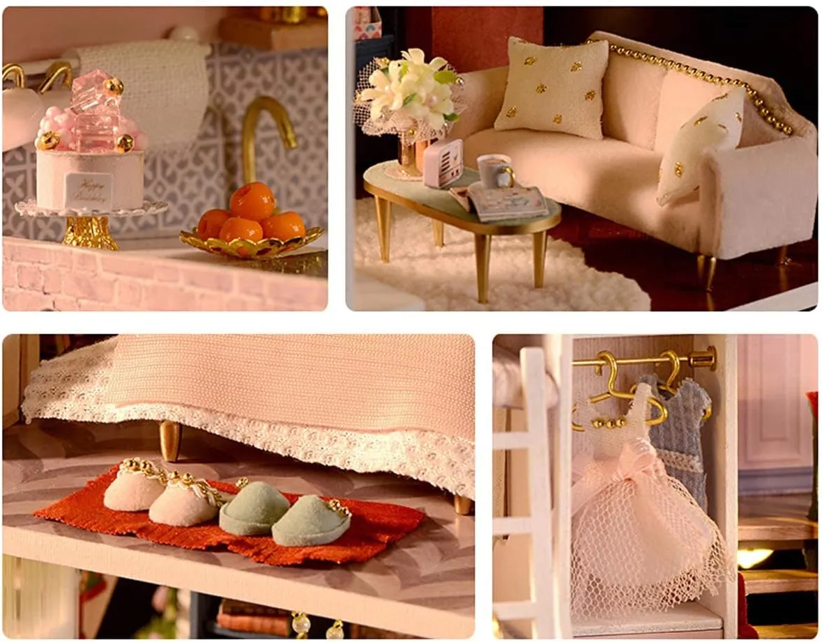 MAGQOO Dollhouse Miniature with Furniture, DIY Wooden Dollhouse Kit Plus Dust Proof, 1:24 Scale Creative Room Idea (Monet Garden)