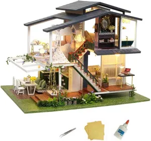 MAGQOO Dollhouse Miniature with Furniture, DIY Wooden Dollhouse Kit Plus Dust Proof, 1:24 Scale Creative Room Idea (Monet Garden)