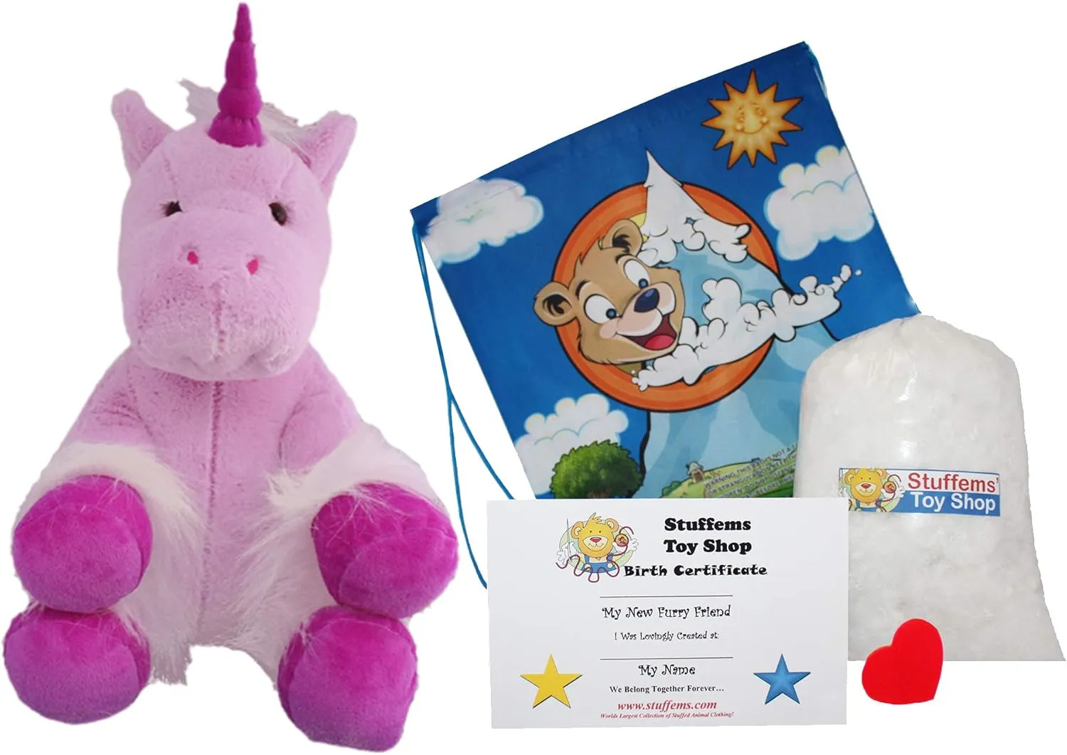 Make Your Own Stuffed Animal 16" "Mystic The Unicorn - No Sew - Kit with Cute Backpack!