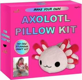 Make Your Own Axolotl Plush Pillow Kit Arts and Crafts for Kids (No Sew), DIY Axolotl Stuffed Toys for Girls & Boys Ages 3 4 5 6 7 8 9 10   Years Old, Animal Activity, Squishy Plushy, Girls Presents