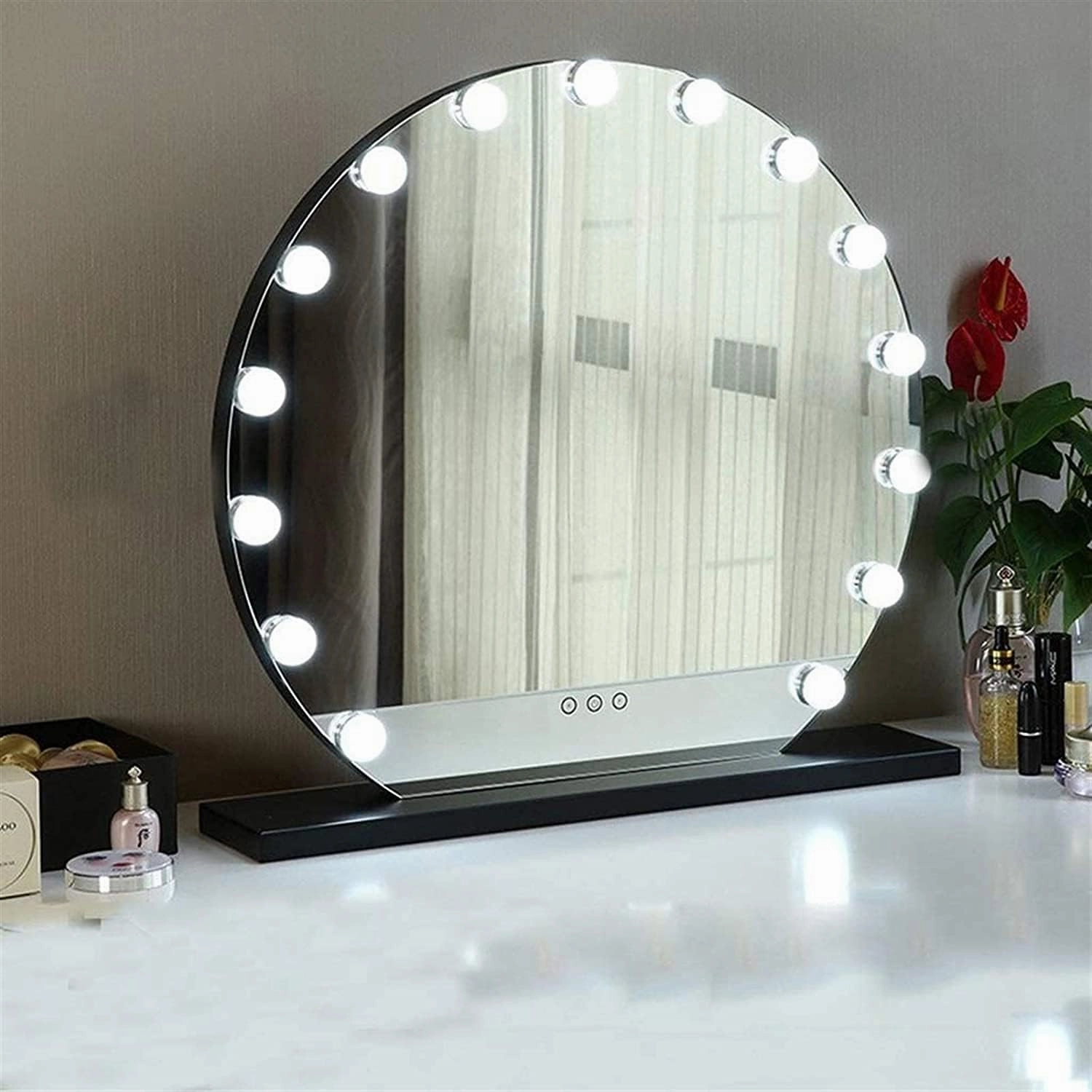 Makeup Mirror with Light Makeup Mirror with Led Dimmable Bulb Plug or Charge for Dressing Table Shaving Makeup Fashion/White