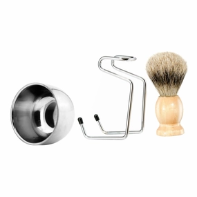 Manscaping Kit Tools Beard Shaving Tool Set 3pcs Shaving Bowl Rack Brush Grooming Kit