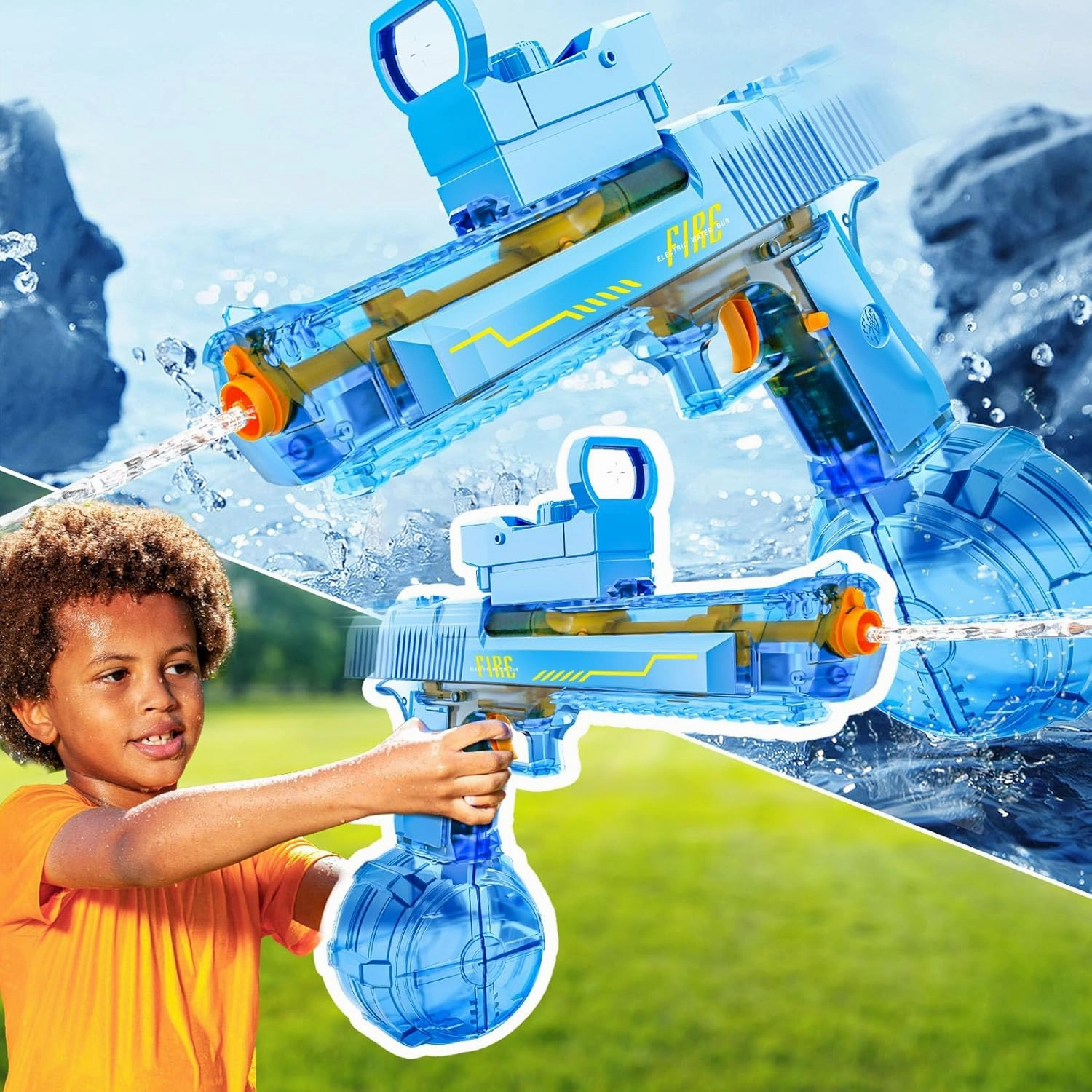 Manual Automatic Integrated Electric Water Guns with 520 Ammos - 36FT Transparent Automatic Squirt Guns Powerful Water Guns Strongest Water Blaster Summer Pool Toys for Kids & Adult