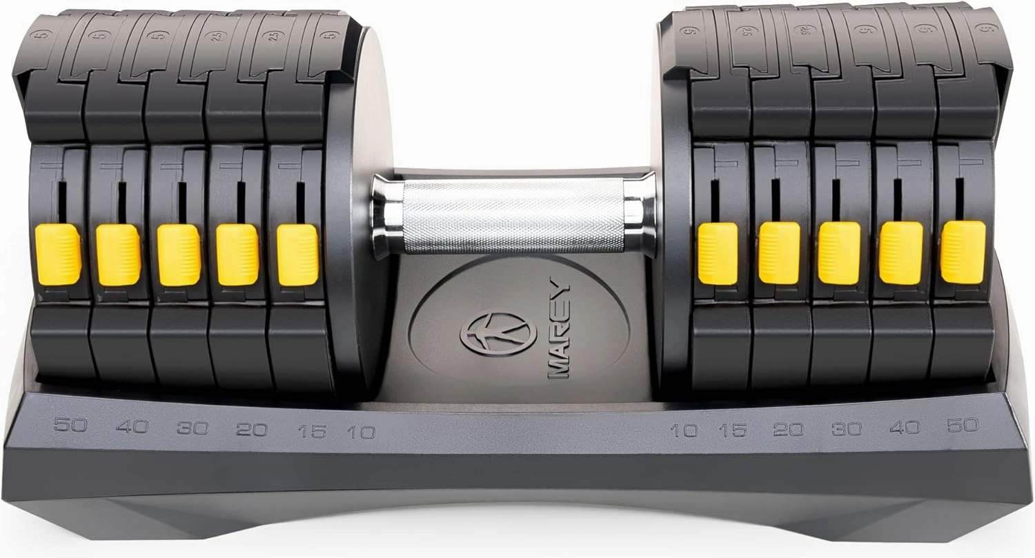 Marcy Adjustable Dumbbell System 6 Dumbbells-in-1 up to 50lbs, Single - ADDB-6198