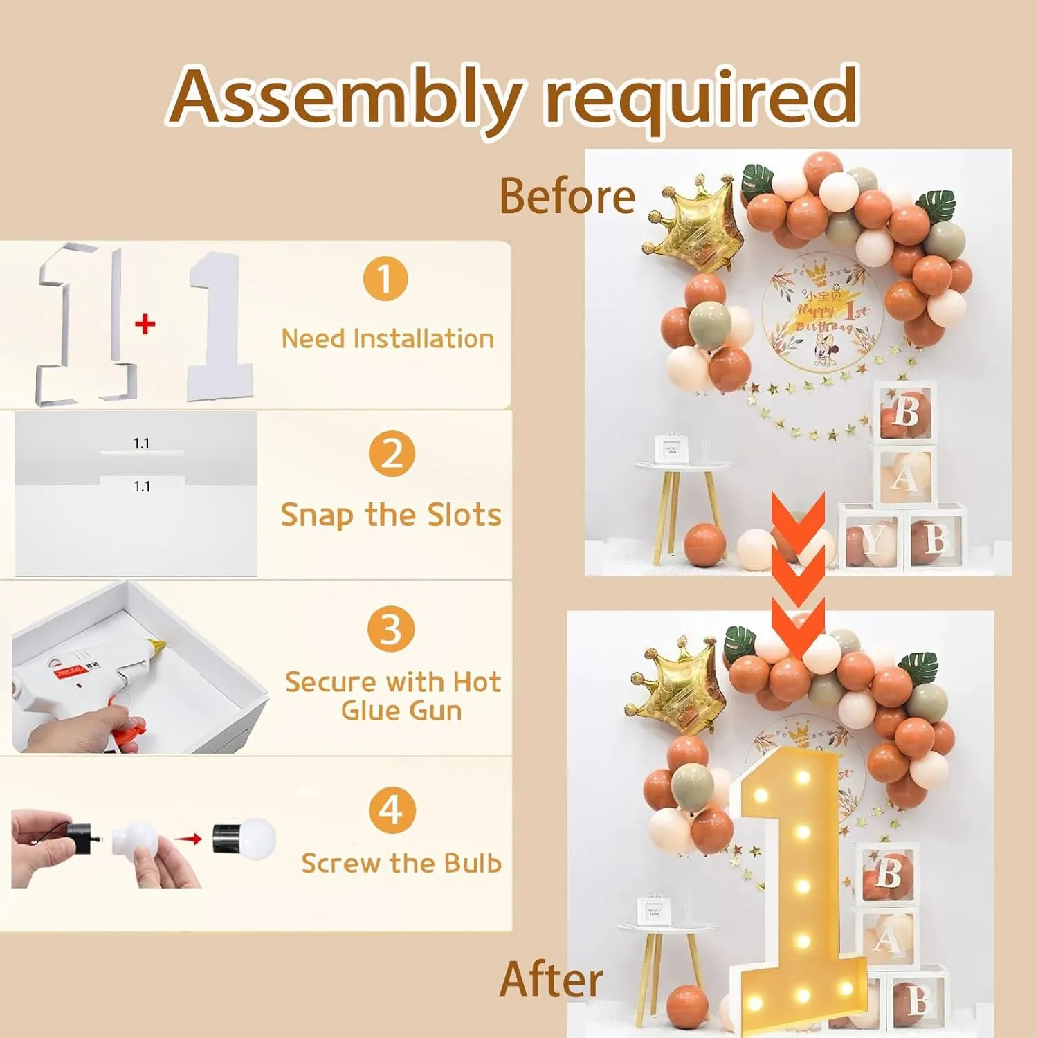 Marquee Letters Set,Warm White Light up Mosaic Letter Balloon Frame with LED Light Bulb for Valentine's Day Proposal Party Decoration(2.3FT/70CM)