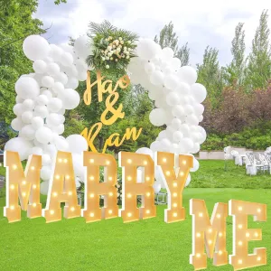 Marquee Letters Set,Warm White Light up Mosaic Letter Balloon Frame with LED Light Bulb for Valentine's Day Proposal Party Decoration(2.3FT/70CM)