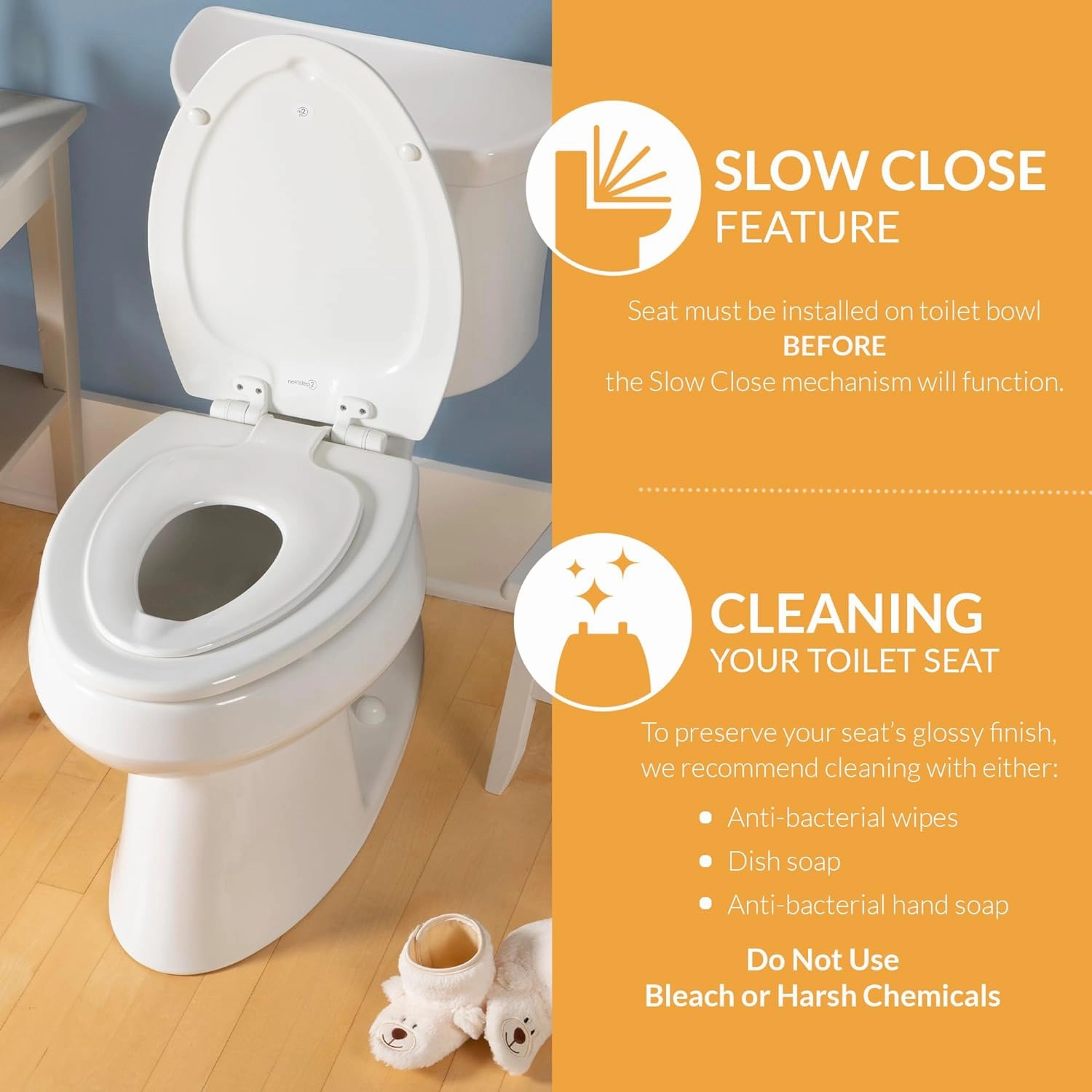 Mayfair NextStep2 Toilet Seat with Built-In Toddler Potty Training Seat, Slow Close, Easy Clean, Magnetic Removable Kids Seat, ELONGATED, Bone