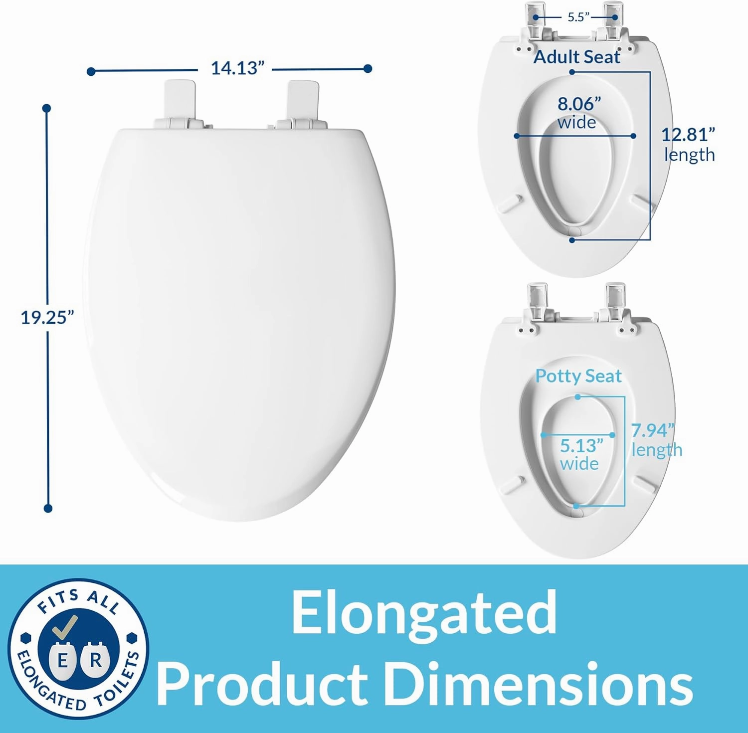 Mayfair NextStep2 Toilet Seat with Built-In Toddler Potty Training Seat, Slow Close, Easy Clean, Magnetic Removable Kids Seat, ELONGATED, Bone