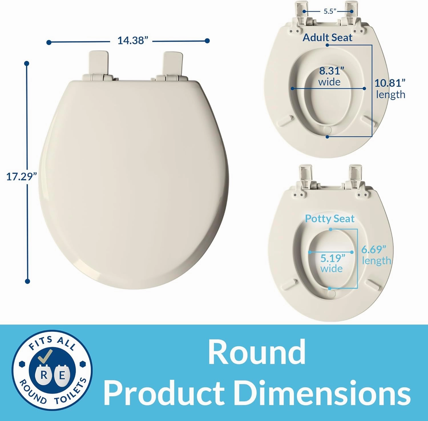 Mayfair NextStep2 Toilet Seat with Built-In Toddler Potty Training Seat, Slow Close, Easy Clean, Magnetic Removable Kids Seat, ROUND, Biscuit