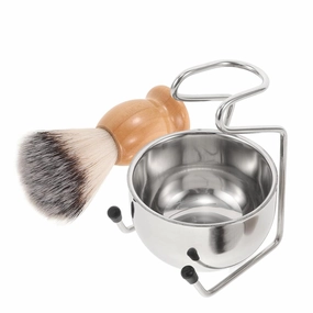 Men's Shaving Brush Kit Stainless Steel Bowl Badger Hair Brush and Stand for Wet Shaving and Grooming Essentials