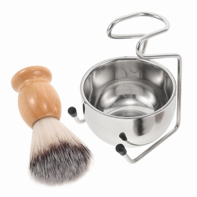 Men's Shaving Brush Set Stainless Steel Bowl Soft Bristle Grooming Kit for Wet Shaving Includes Brush and Bowl