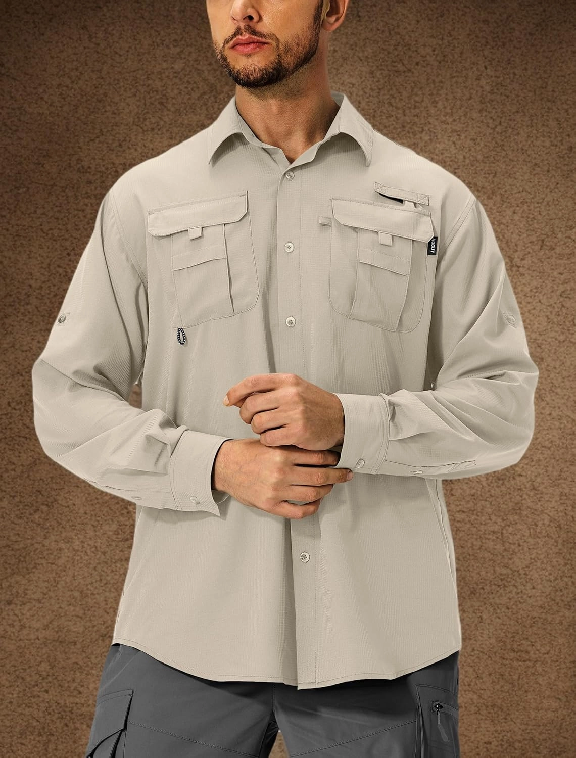Men's Sun Protection Fishing Shirts Lightweight Long Sleeve UPF 50  Travel Work Hiking Shirts with Pockets