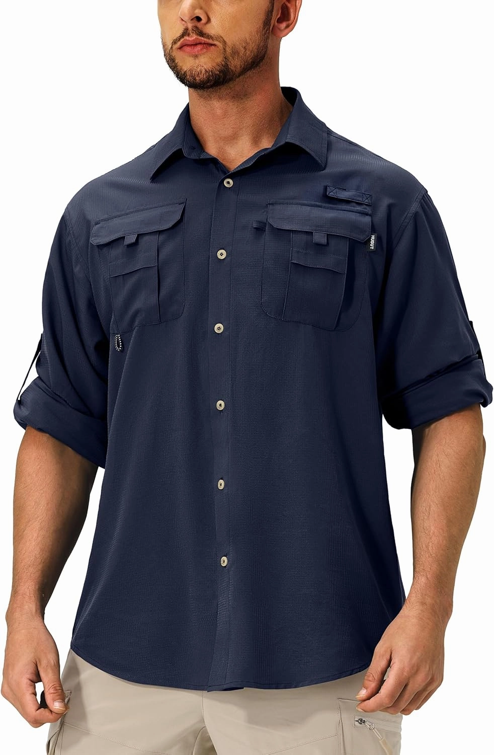 Men's Sun Protection Fishing Shirts Lightweight Long Sleeve UPF 50  Travel Work Hiking Shirts with Pockets