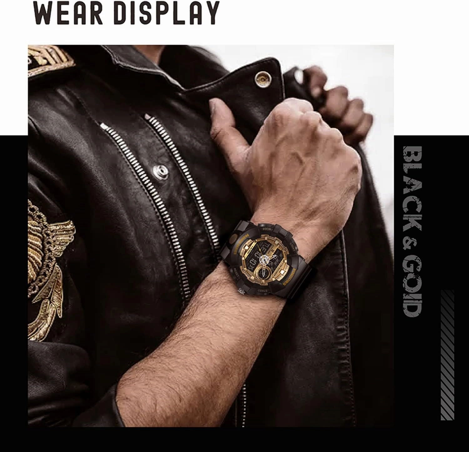 Mens Watch for Men Digital Sport Watch Transparent Gold Watches Waterproof Watches with 3 Alarms/Countdown/Stopwatch/Digital-Analog/Dual Time/Light/Military Multifunctional Wrist Watch