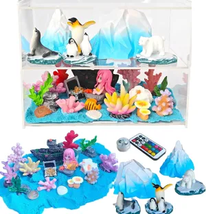 Mermaid Terrarium Craft Kit for Kids Mermaid Birthday Gifts Toys for Girls Age 5 6 7 8 9 10 11 12 Year Old - LED Night Light Up & Remote