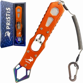 Metal Fish Lip Gripper, Heavy Duty Stainless Steel Fishing Grabber with Lightweight Aluminium Handle, Hook Remover Holder for Caught Fish, Snakehead Grab Grip Tool for Freshwater Saltwater