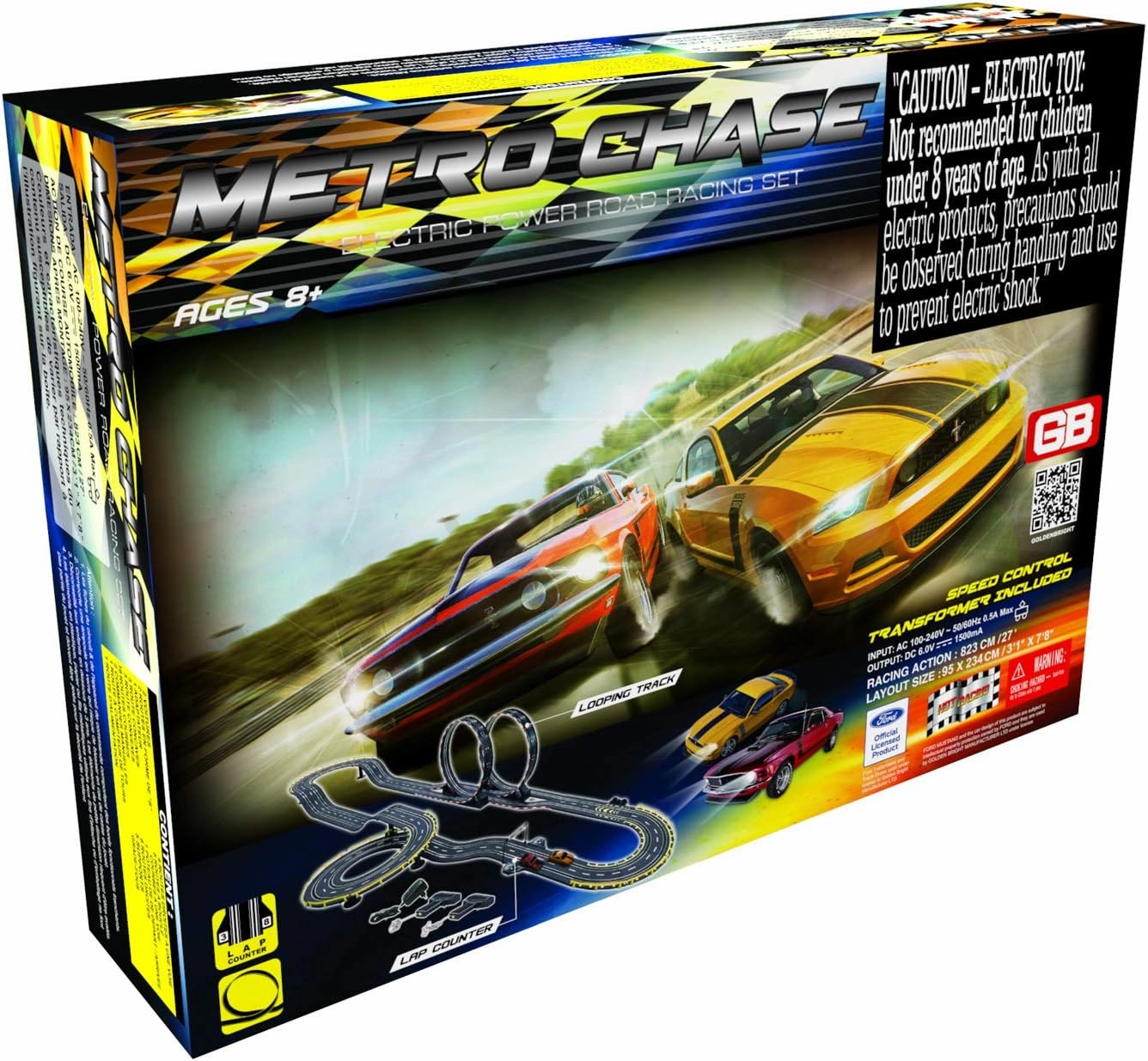 Metro Chase Road Racing Set, Electric Powered, Includes, Power Intake Track, Lap Counter and Looping Sets, For Ages 8 and up