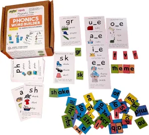 MFM Toys Magnetic Phonic Word Builder ~ 170 Magnetic Tiles   50 Flashcards (Does Not Include Magnetic Board) Ages 6 