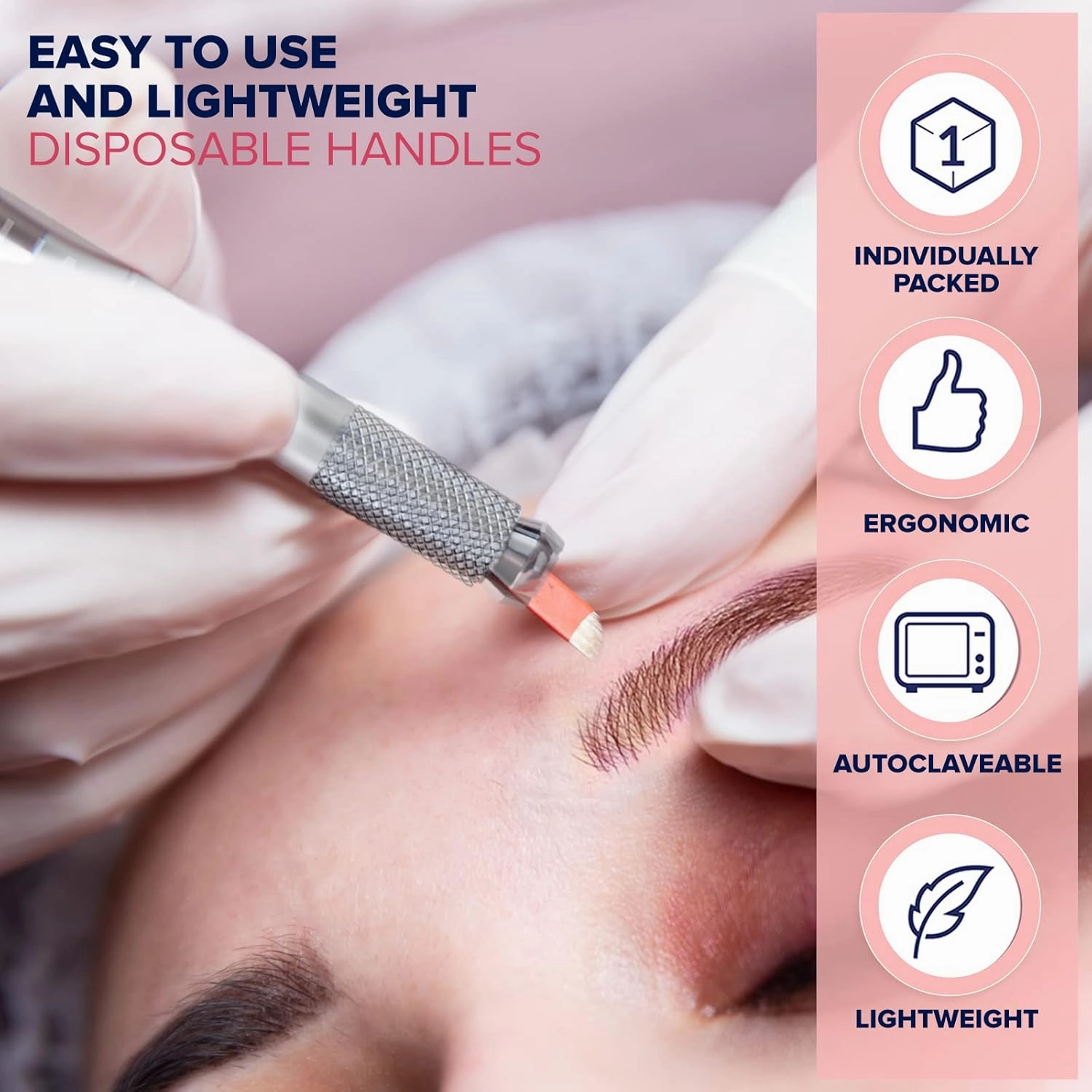 Microblading Supplies 5 Piece Disposable Pens Kit, Lightweight Aluminum Handles For Permanent Makeup Eyebrow Tattoo, Professional Microblade Tool For Fuller Lush Brows with Lock-Pin