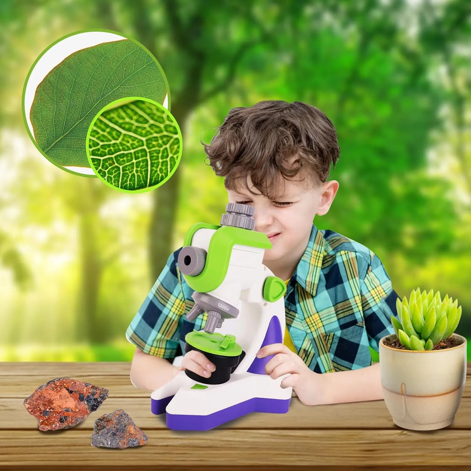 Microscope for Kids - Science Kit with an Easy-to-Use Kids Microscope, Built-in LED Light,Projection, 100X-1200X Magnification,Science Kit for Kids 5-7 6-8 8-12
