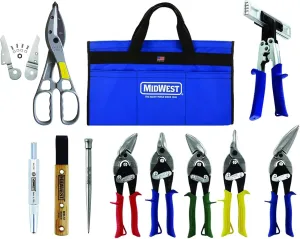 MIDWEST BUILDING Tool Kit - 10 Piece Set Includes Aviation Snips & More, Made in the USA - MWT-BULDKIT03
