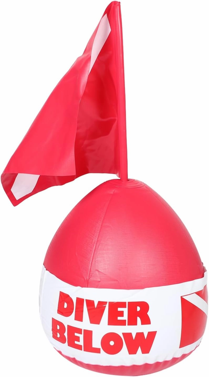 Milisten Diving Warning Buoy Scuba Maker Buoy Positioning Buoy Football Balloons Float Fishing Buoy Diver Dive Flag with Pole Signaling Buoys with Flag Ball Inflatable