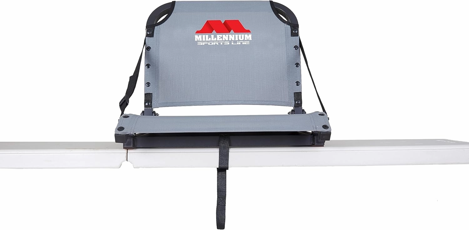 Millennium Sportsline Stadium Seat with Patented Comfortmax Seat Fabric Perfecct for Football, Baseball, Soccer, Tennis Fits Virtually Any Bleacher - Grey