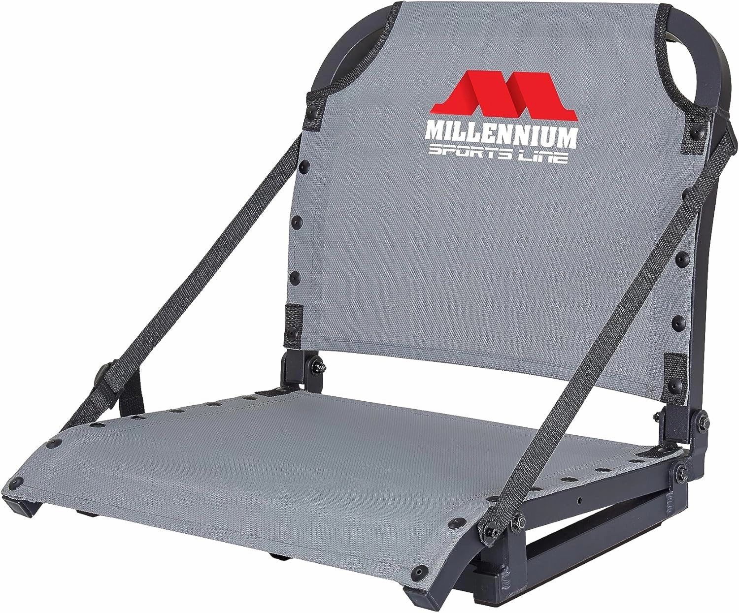 Millennium Sportsline Stadium Seat with Patented Comfortmax Seat Fabric Perfecct for Football, Baseball, Soccer, Tennis Fits Virtually Any Bleacher - Grey