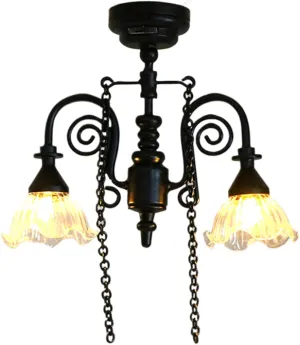 Mini Chandelier 1:12 Scale Exquisite & Realistic Dollhouse Lights Battery Operated Dollhouse Chandelier for Indoor DIY Craft Accessories Style1