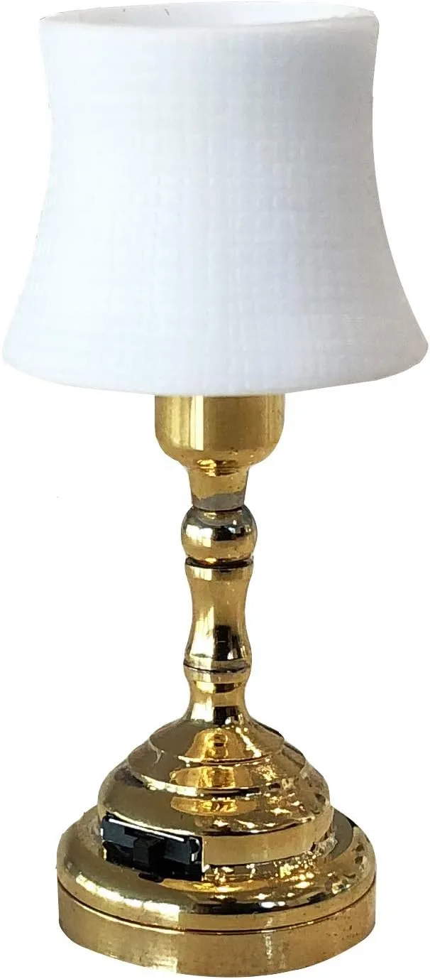 Mini Dollhouse Accent Table lamp, LED Miniature Lighting for Dolls House Decor, Battery Operated Functional Light Accessories