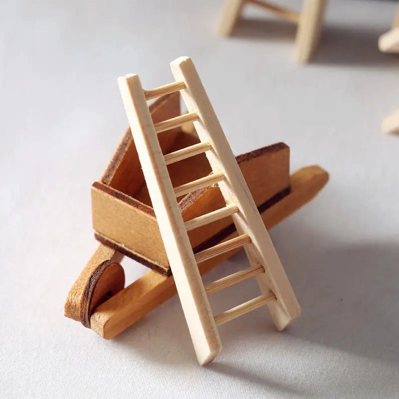 Mini Wooden Stairs for Dollhouse Gardening Scene