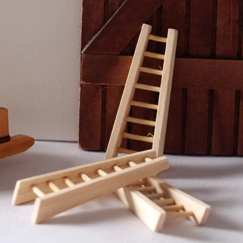 Mini Wooden Stairs for Dollhouse Gardening Scene