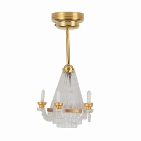 Miniature Chandelier 1/12 Scaled Vivid Decorative Mini Ceiling Lamp5 LED Candle for Dollhouse
