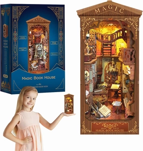 Miniature Dollhouse Book Puzzle Book Nook Kit Bookend Stand Bookcase Model Build Creativity Kit Decor Alley