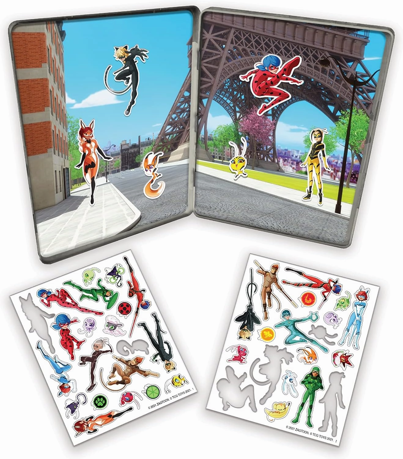 Miraculous Ladybug - Magnetic Creations Tin - Dress Up Play Set - Includes 2 Sheets of Mix & Match Dress Up Magnets with Storage Tin. Great Birthday Gift for Kids and Toddlers!