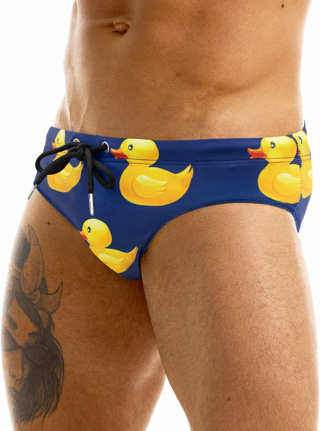 MIZOK Men's Sexy Cartoon Print Swim Bikini Low Rise Surfing Briefs Quick Dry Swimsuit Swimwear Short