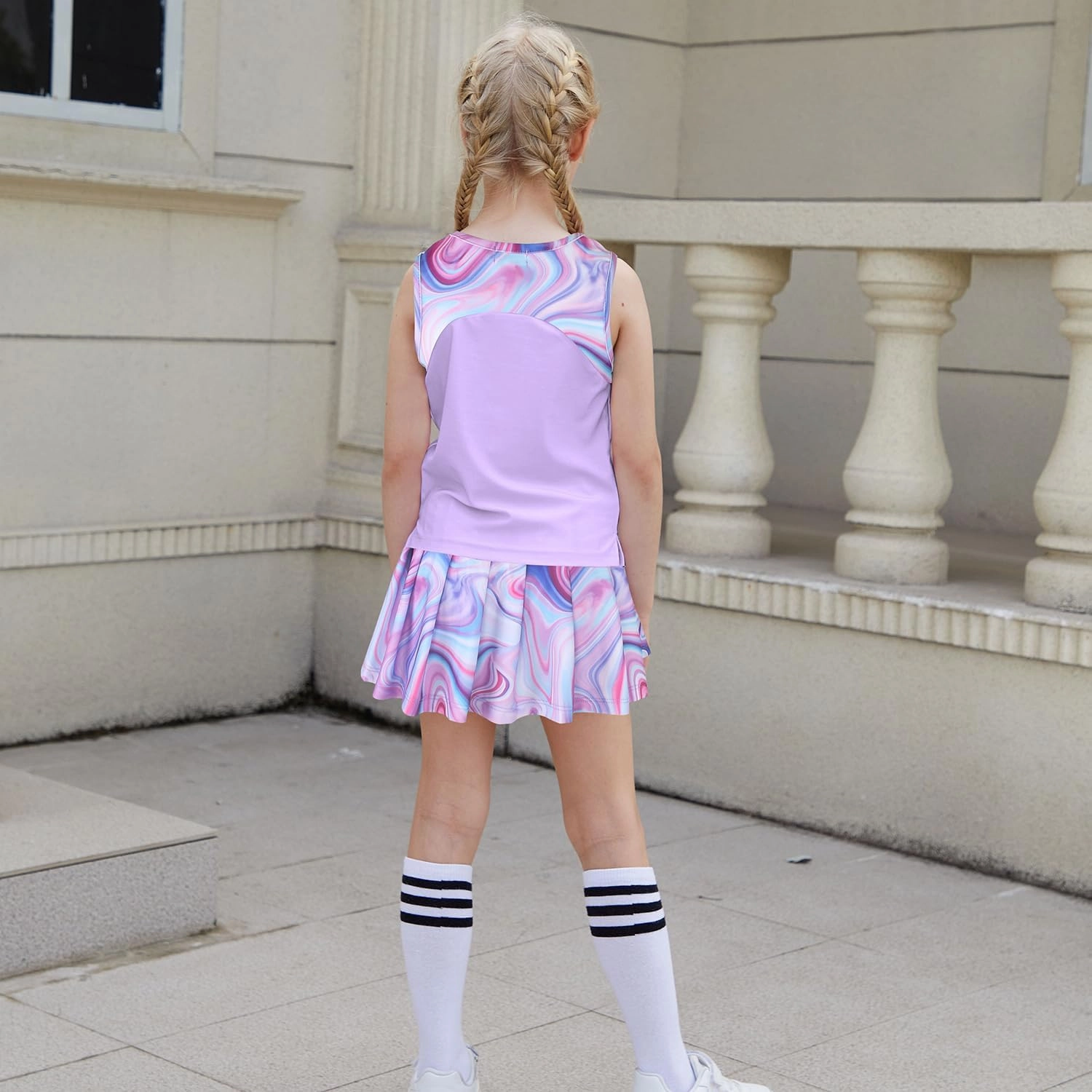 MODAFANS Girls Tennis Golf Pickball Dress Athletic Outfits Kids Tank Top and Skorts Sets