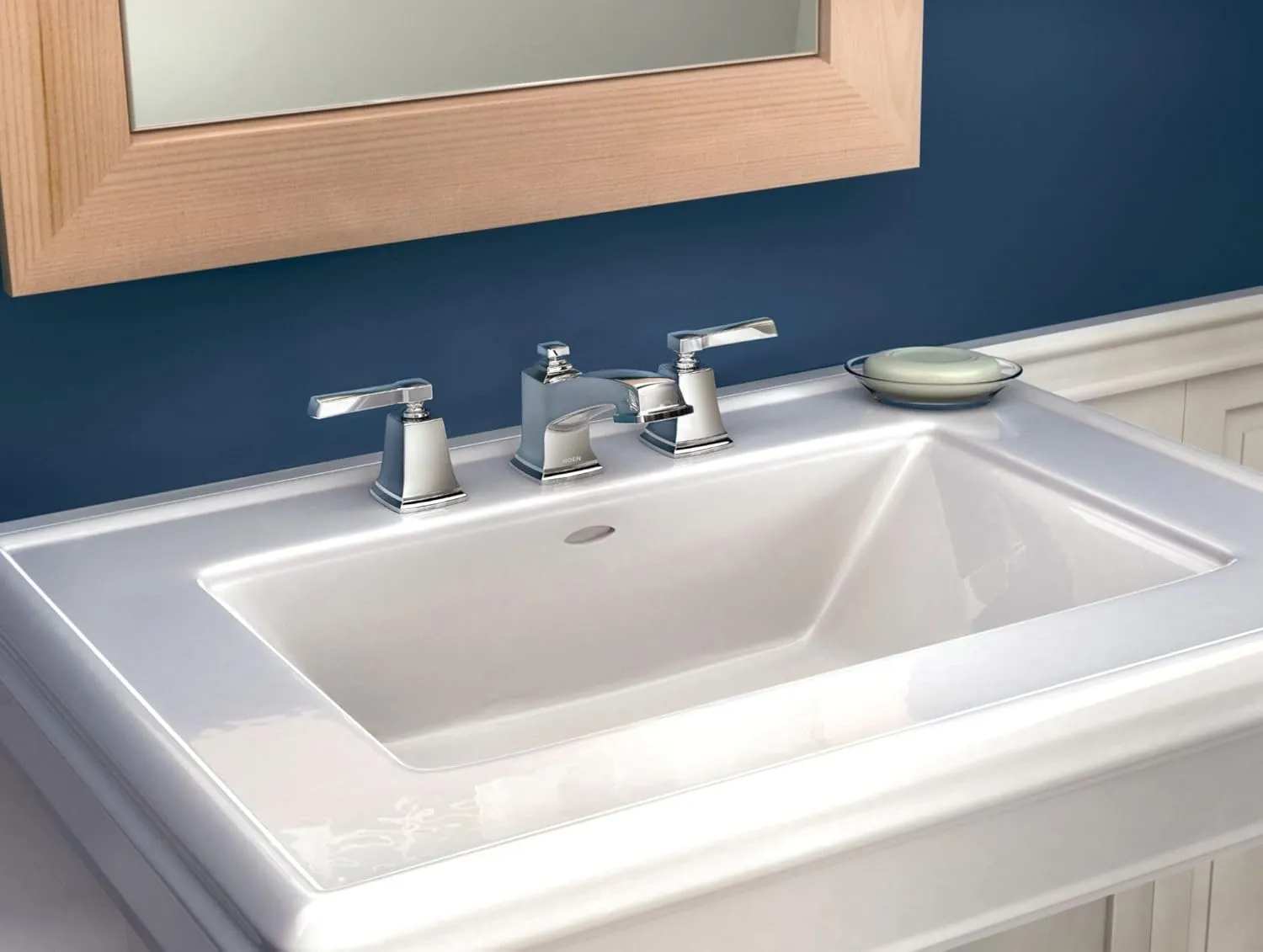 Moen Boardwalk Chrome Two-Handle High Arc Widespread Bathroom Sink Faucet for 3-Hole Setups with Valve Included, TV6220